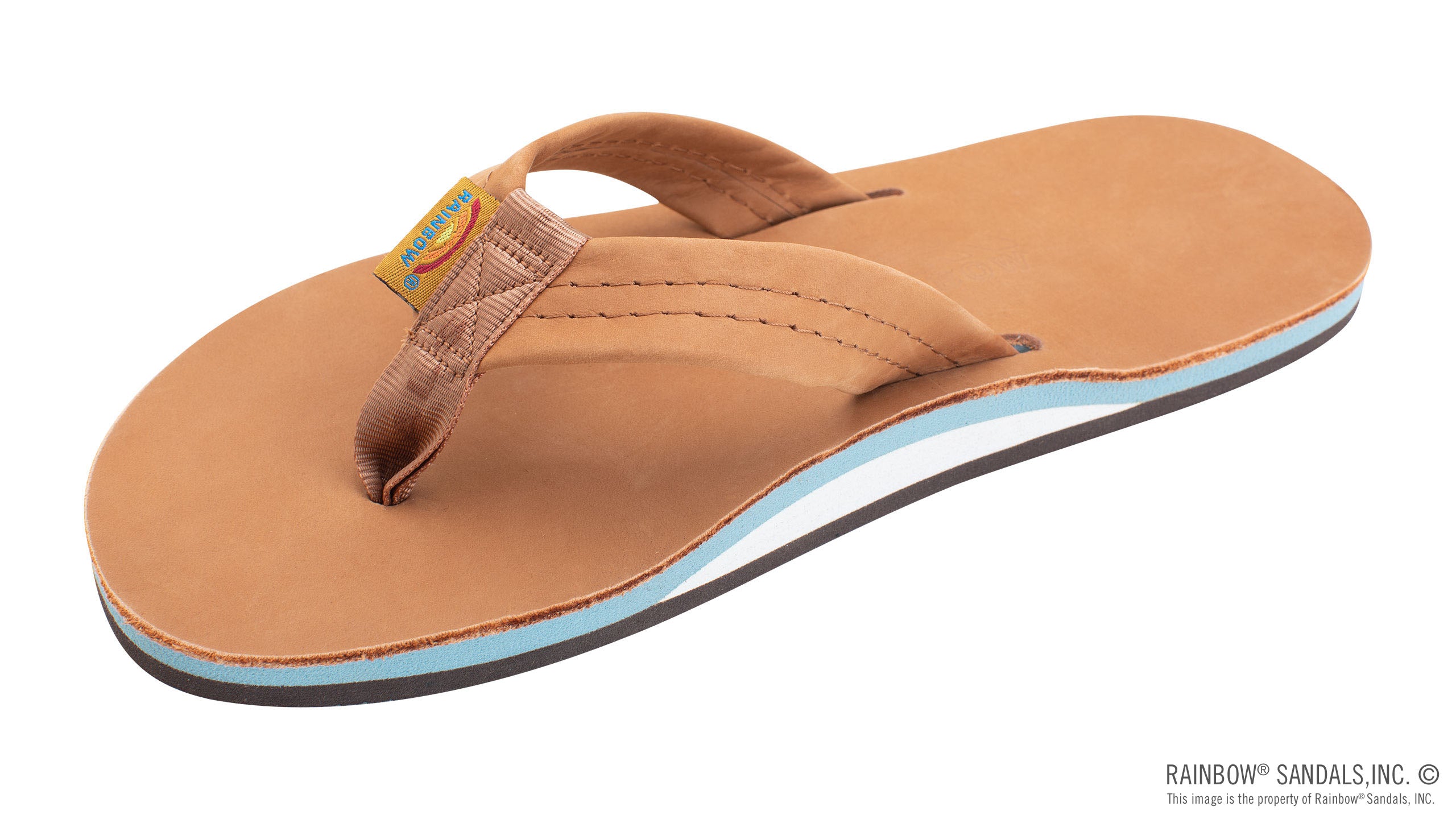 Rainbow 301 Premium Leather Mens Sandal (Tan/Blue) – Milo Snow and