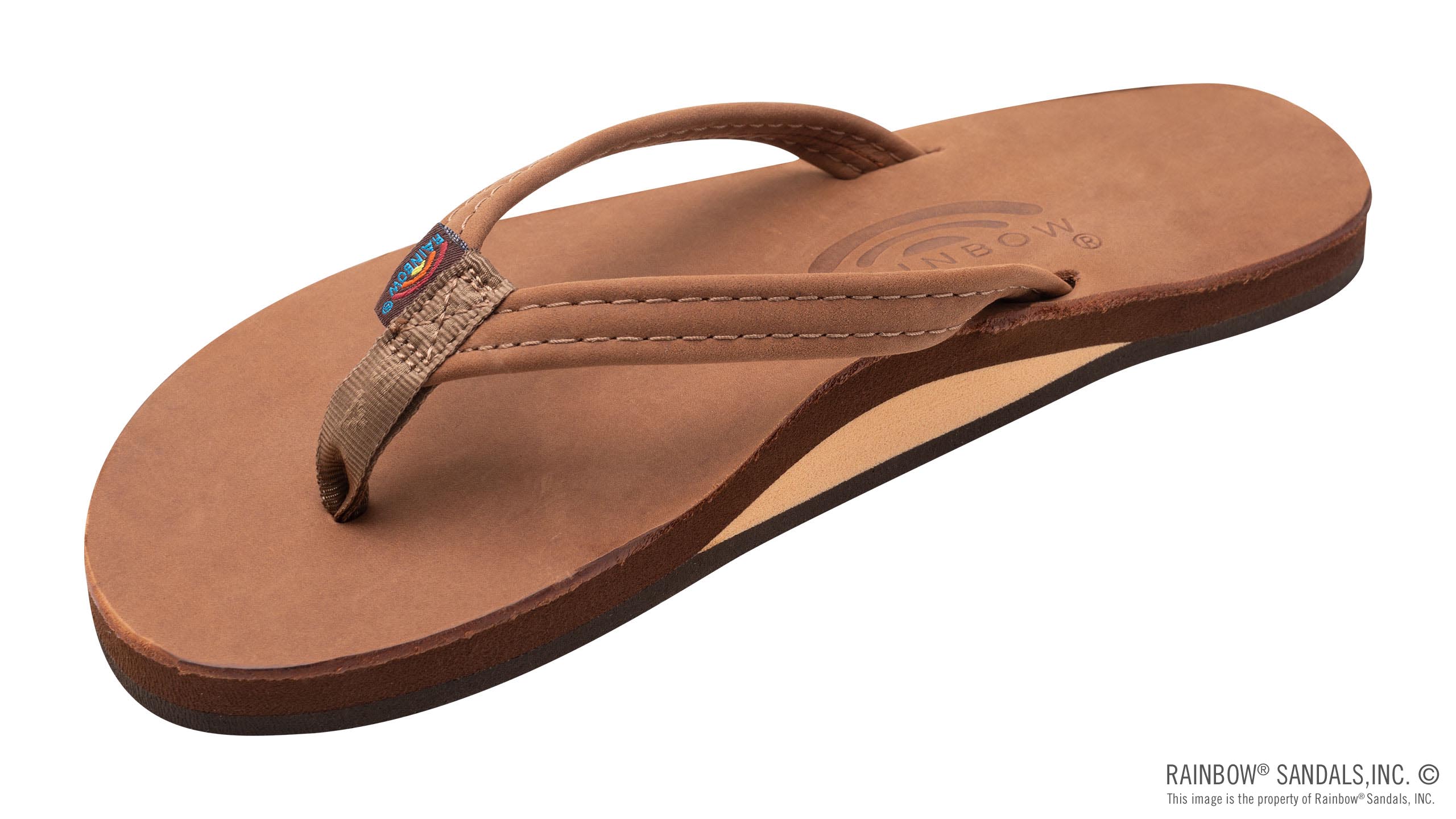 Rainbow 301 Narrow Strap Premium Leather Womens Sandal (Redwood