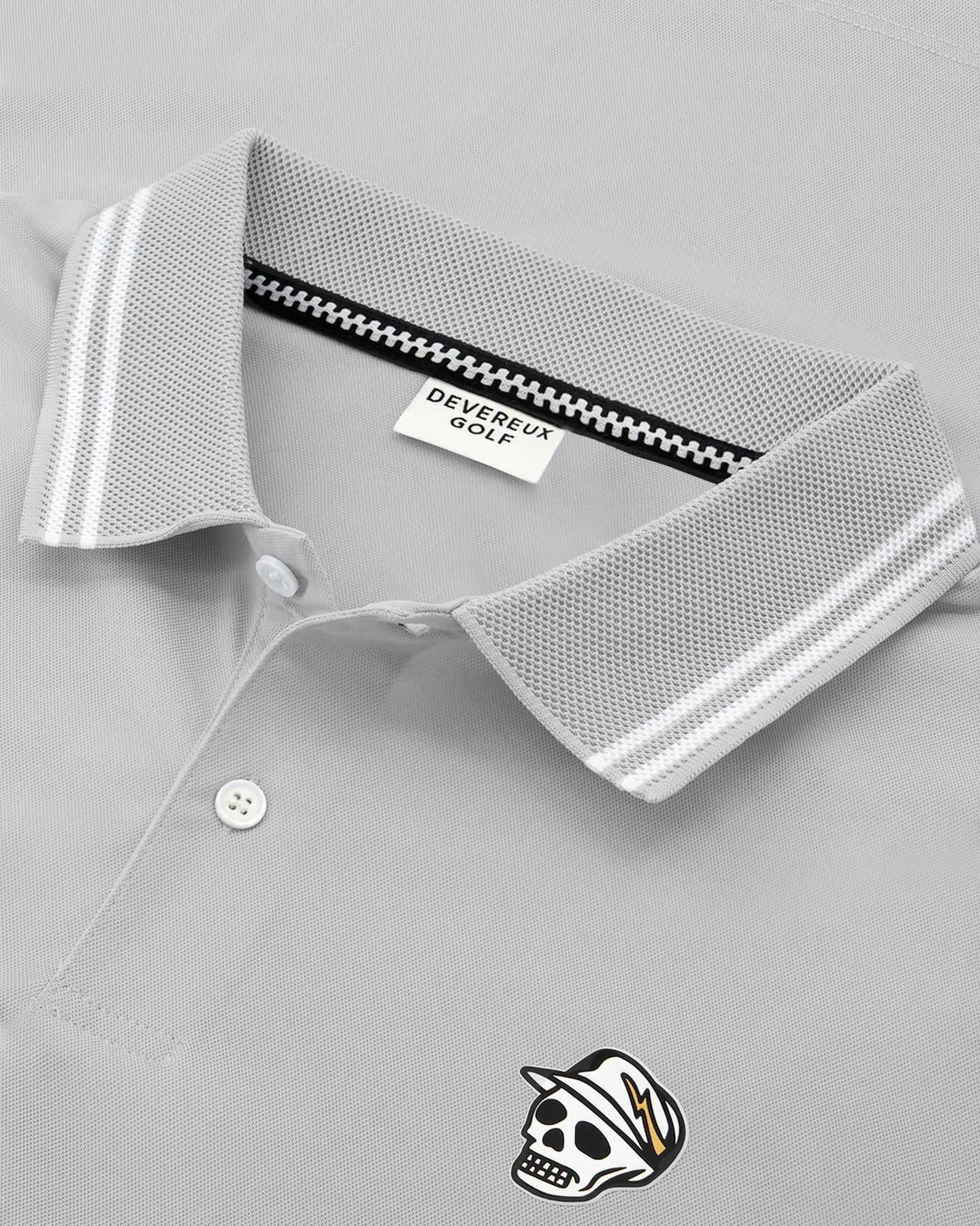 Devereux Skull Caddie Tips Performance Polo (Grey) – Milo Snow and