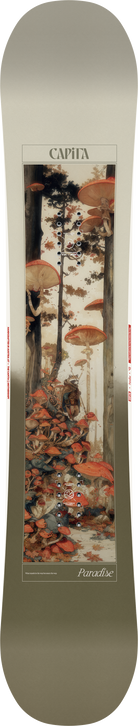 Capita snowboard with artistic design on a beige background