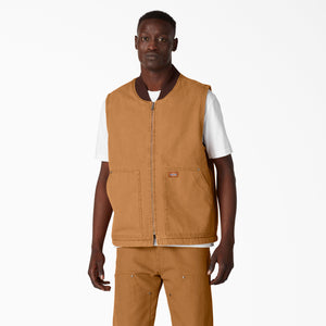 Dickies Stonewash Duck High Fleece Lined Vest (Duck Brown)