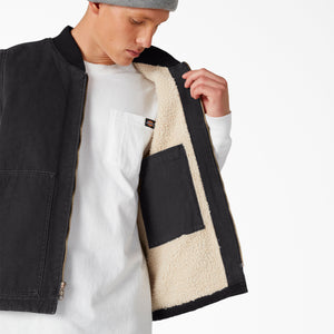 Dickies Stonewash Duck High Fleece Lines Vest (Black)