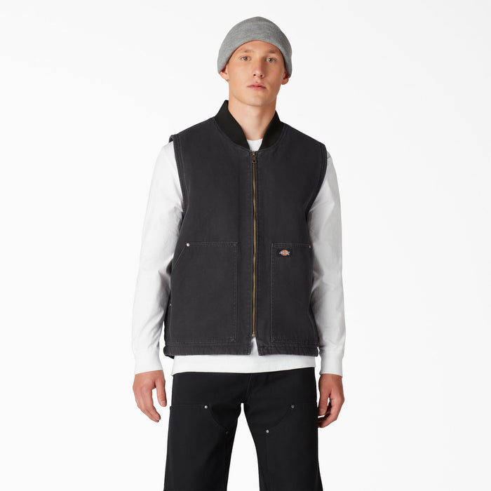 Dickies Stonewash Duck High Fleece Lines Vest (Black)