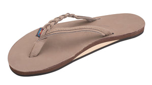 Rainbow Flirty Braidy Premium Leather Sandal (Dark Brown)