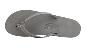 Rainbow Narrow Strap Premium Leather Womens Sandal (Grey)