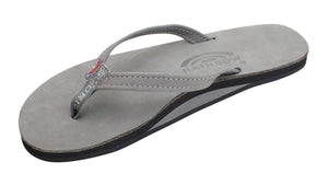 Rainbow Narrow Strap Premium Leather Womens Sandal (Grey)