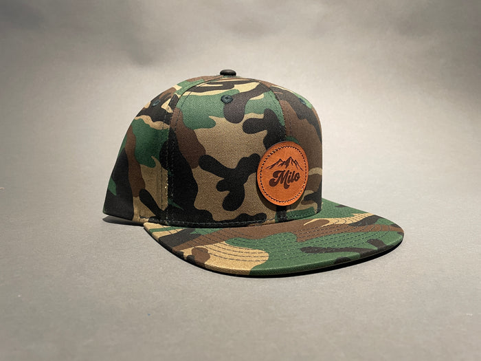Milo Mountain Leather Patch Flat Bill (Camo)