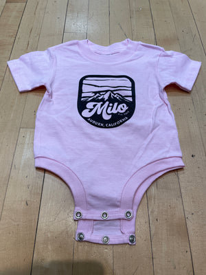 Milo Mountain Baby Onesie (Pink)