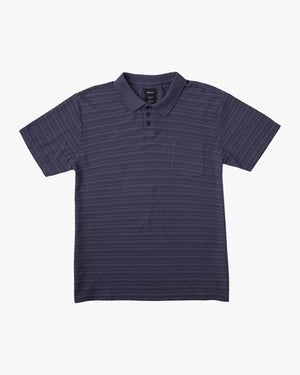 RVCA PTC Texture Stripe Short Sleeve Polo (Moody Blue)