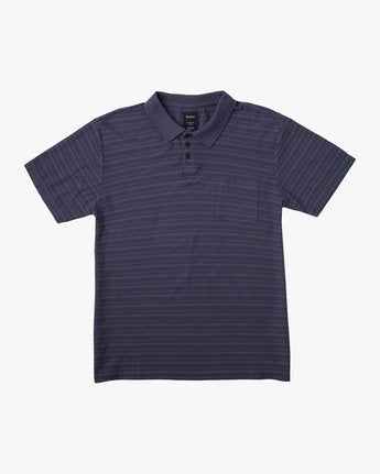 RVCA PTC Texture Stripe Short Sleeve Polo (Moody Blue)