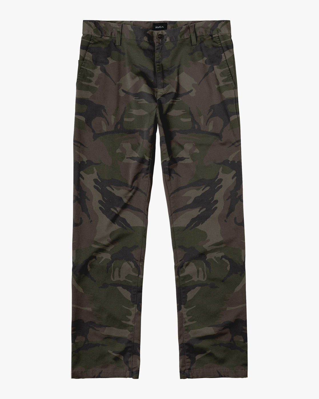 RVCA Weekend Stretch Chino Pant Woodland Camo Milo Snow and Skate