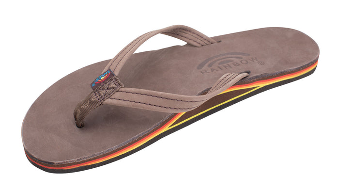 Rainbow 301 altsn Narrow Strap Premium Leather Womens Sandal (Red/Orange/Yellow)