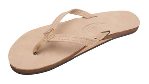Rainbow Narrow Strap Premium Leather Womens Sandal (Sierra Brown)